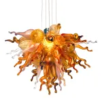 Hand Blown Murano Glass Chandelier(Coffee, Amber and Red)