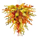 Hand Blown Murano Glass Chandelier(Olive Green, Red and Amber)