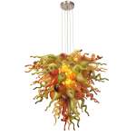 Hand Blown Murano Glass Chandelier(Olive Green, Red and Amber)