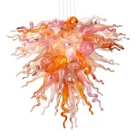 Hand Blown Murano Glass Chandelier(Pink , Purple and Copper)