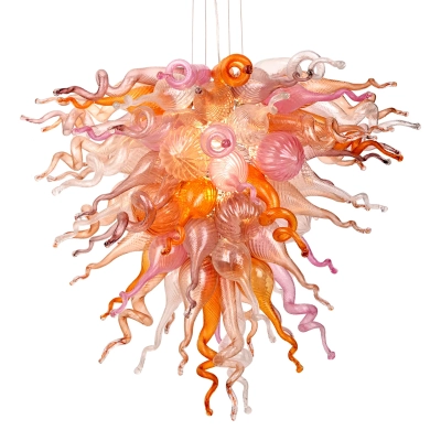 Hand Blown Murano Glass Chandelier(Pink , Purple and Copper) 01