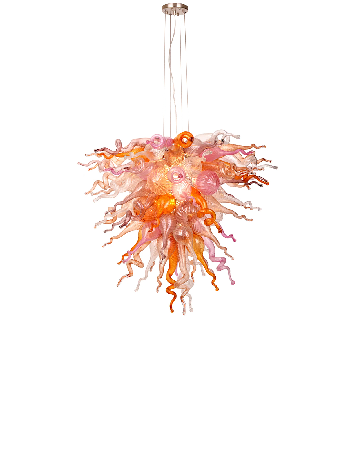 Hand Blown Murano Glass Chandelier(Pink , Purple and Copper)