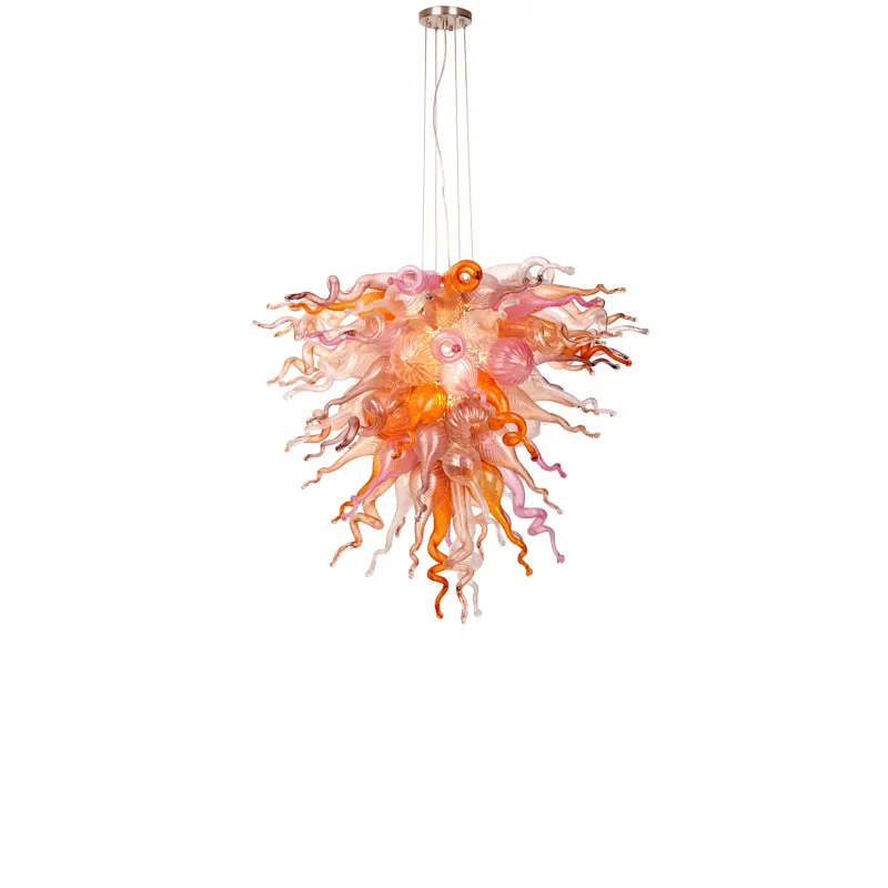Hand Blown Murano Glass Chandelier(Pink , Purple and Copper)