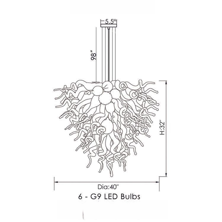 Hand Blown Murano Glass Chandelier(Pink , Purple and Copper)