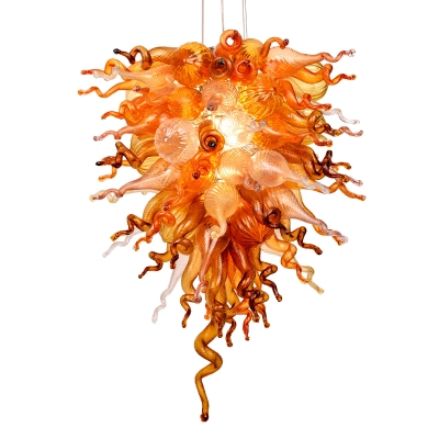 Hand Chihuly Style Blown Glass Chandelier(Amber, Coffee, Copper, Red and Clear) 01