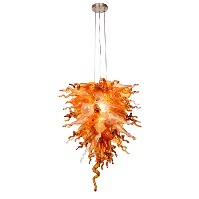 Hand Chihuly Style Blown Glass Chandelier(Amber, Coffee, Copper, Red and Clear) 02