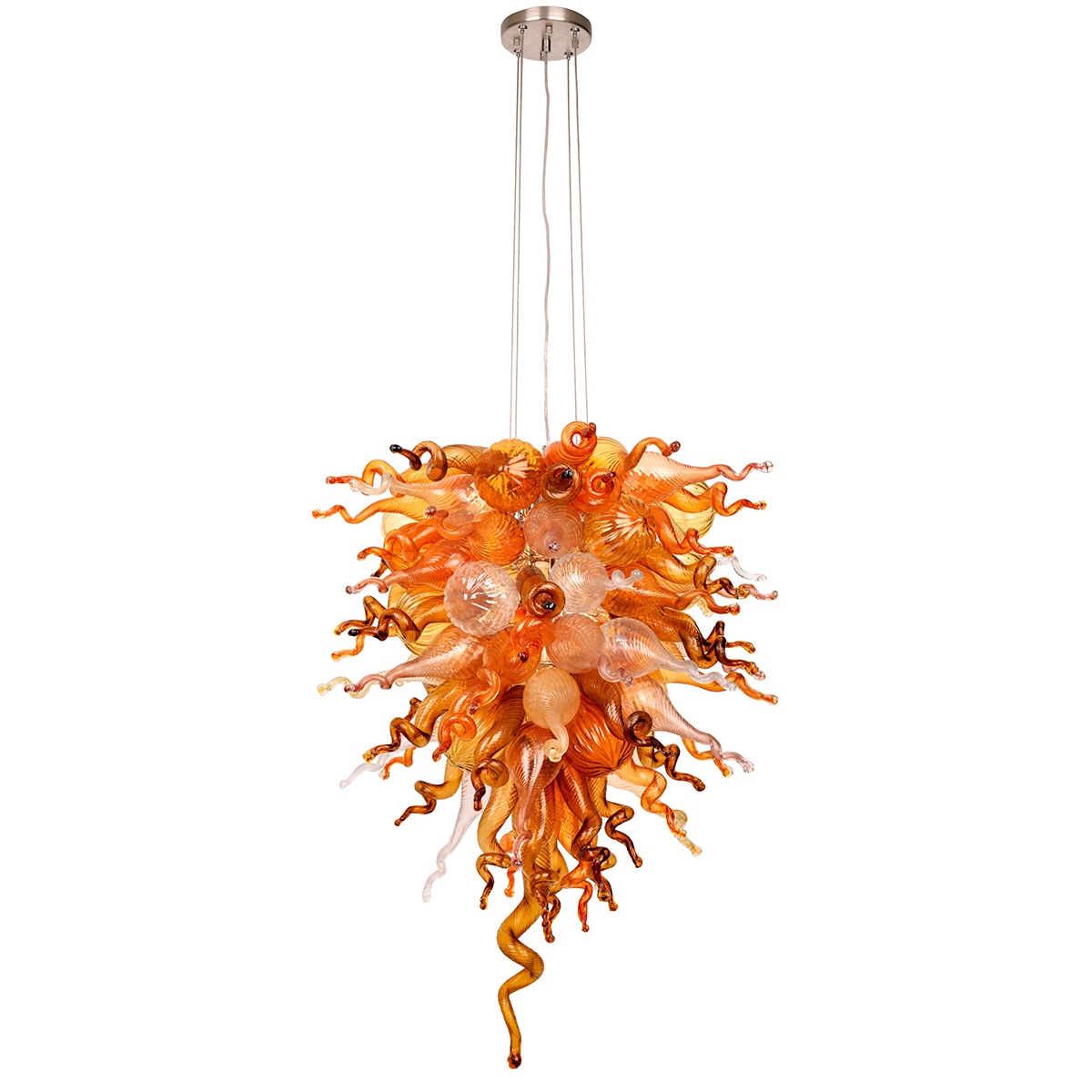 Hand Chihuly Style Blown Glass Chandelier(Amber, Coffee, Copper, Red and Clear)