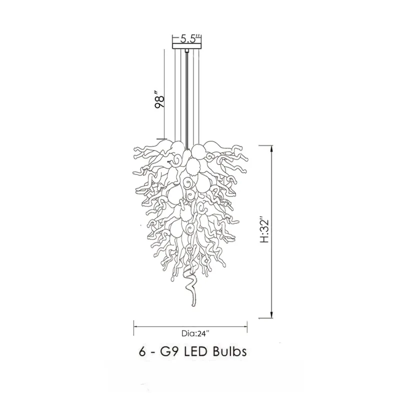 Hand Chihuly Style Blown Glass Chandelier(Amber, Coffee, Copper, Red and Clear)