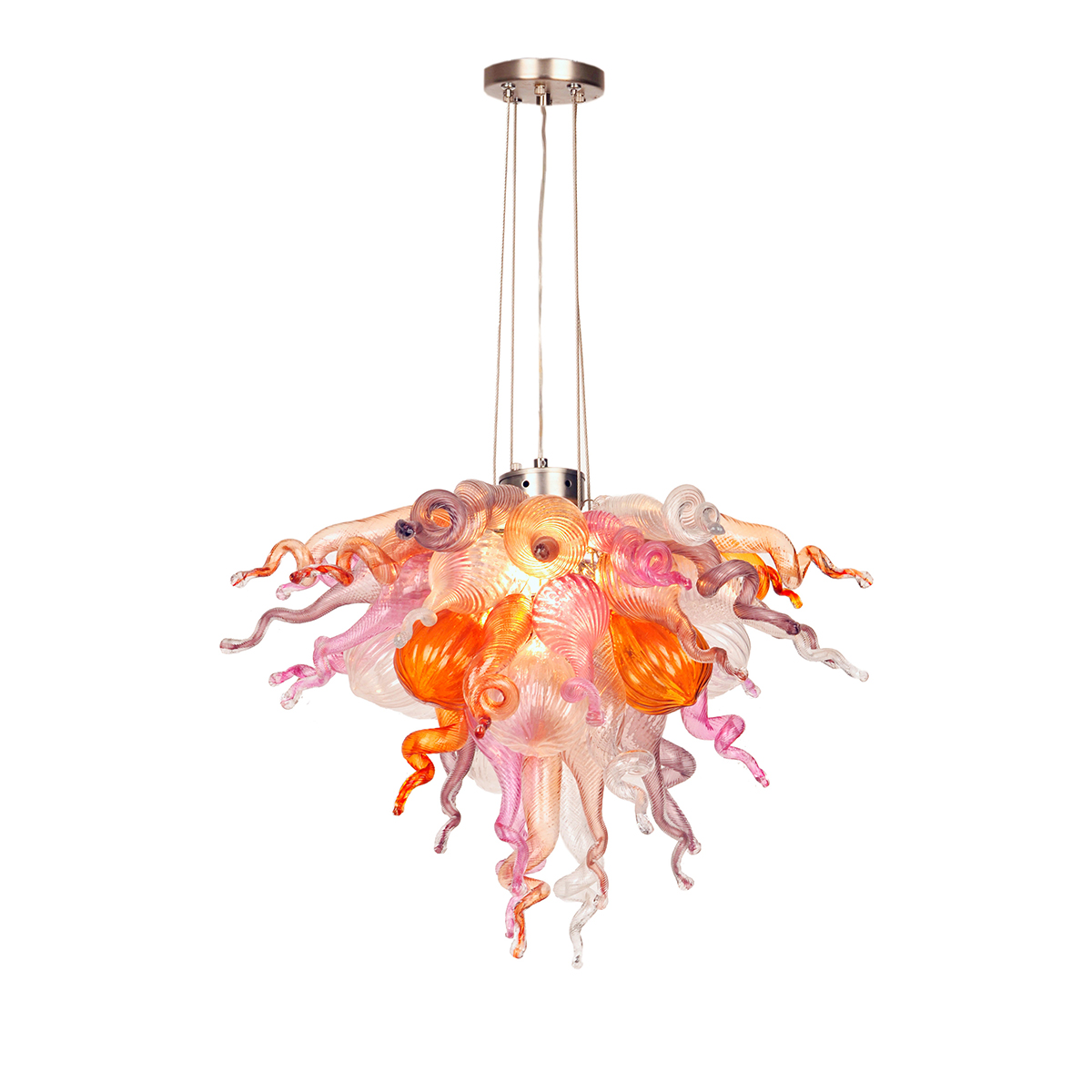 Hand Murao Glass Chandeliers(Copper, Purple and Pink)