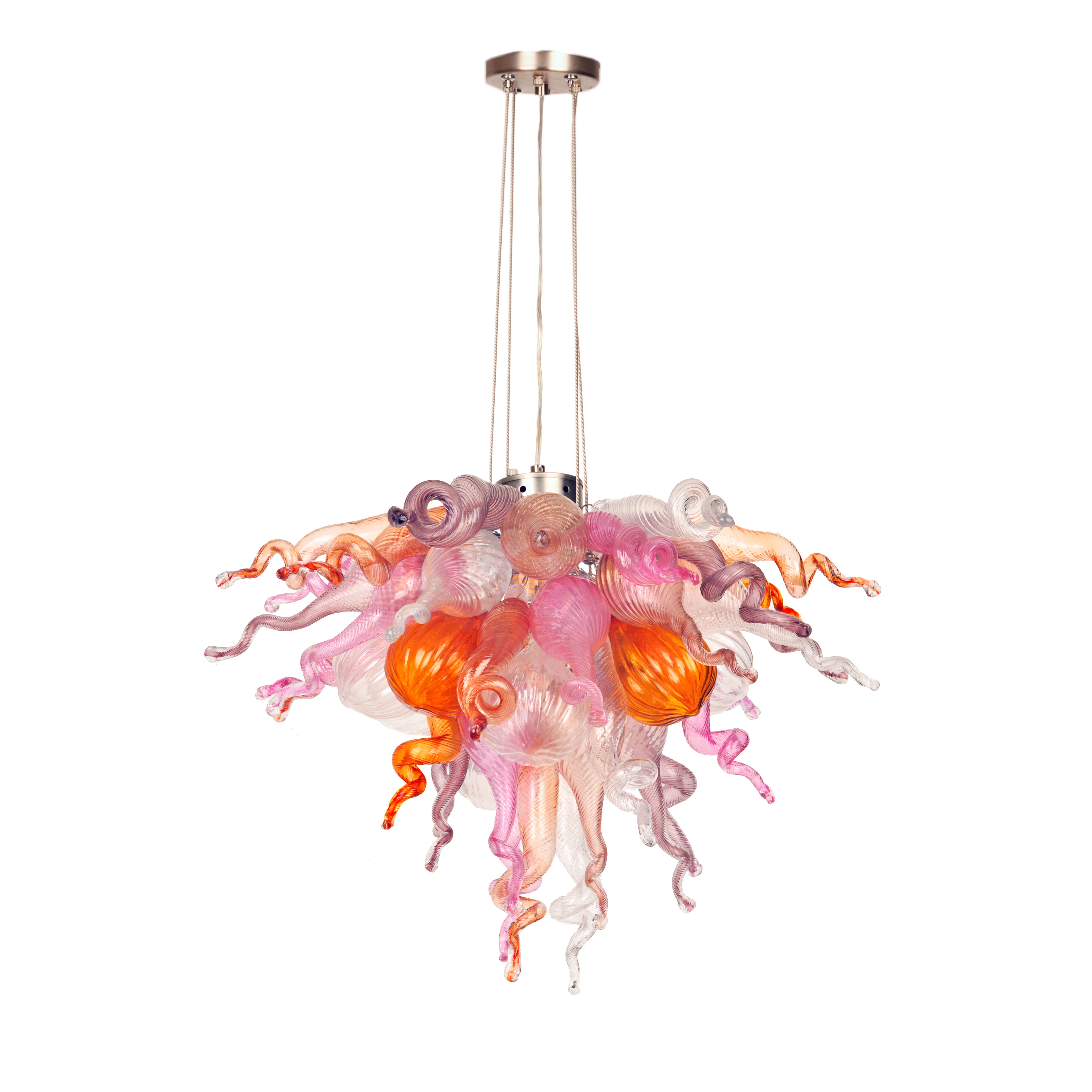 Hand Murao Glass Chandeliers(Copper, Purple and Pink)