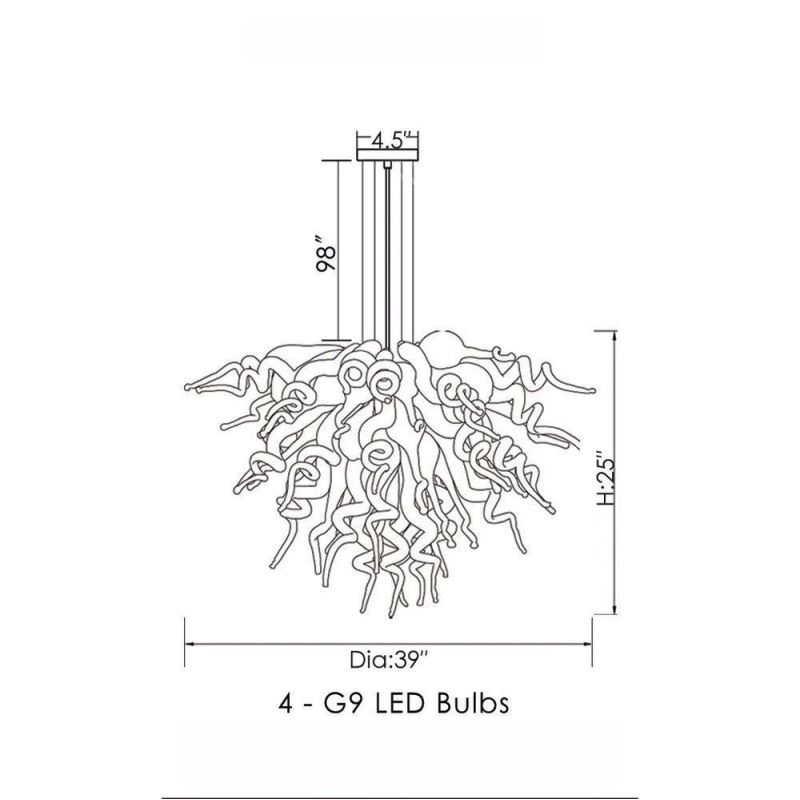 Murano Glass Chihuly Style Chandelier(Amber, Beige, Copper, Red and Clear)