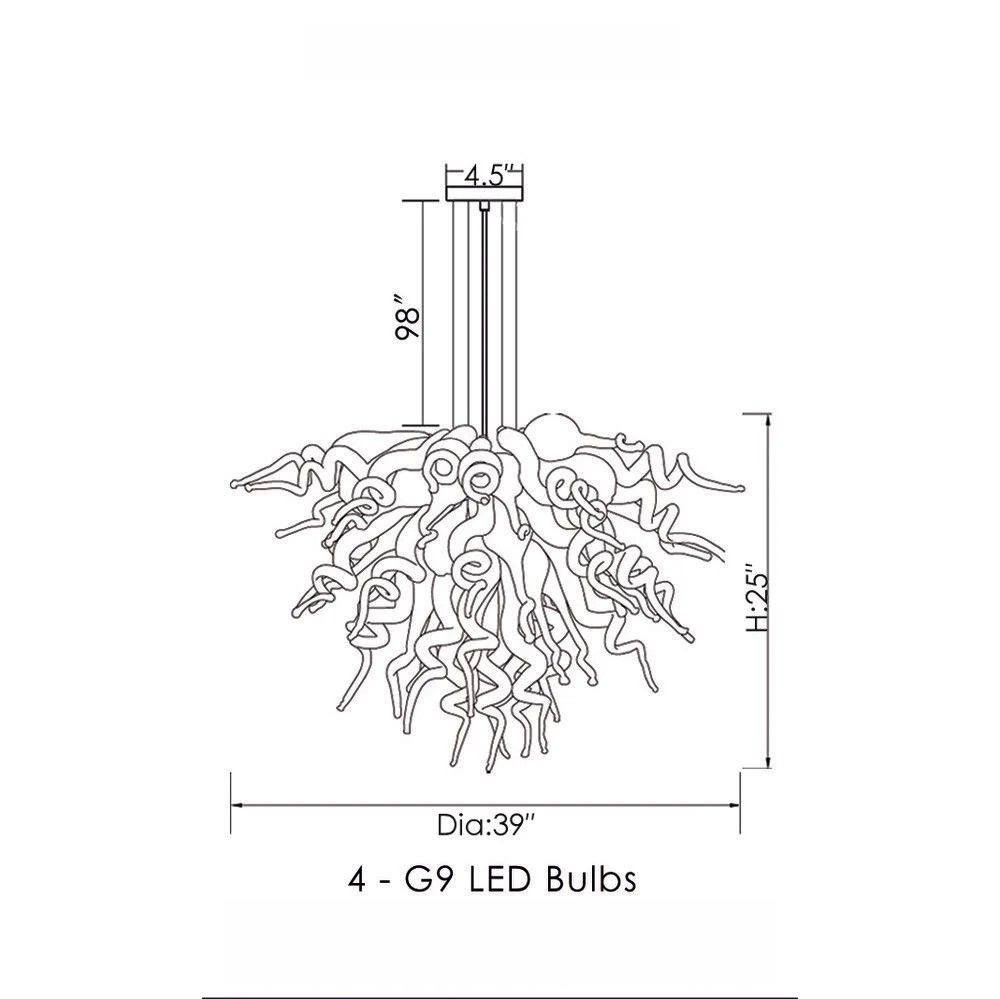 Murano Glass Chihuly Style Chandelier(Clear , Copper, Amber and Coffee)
