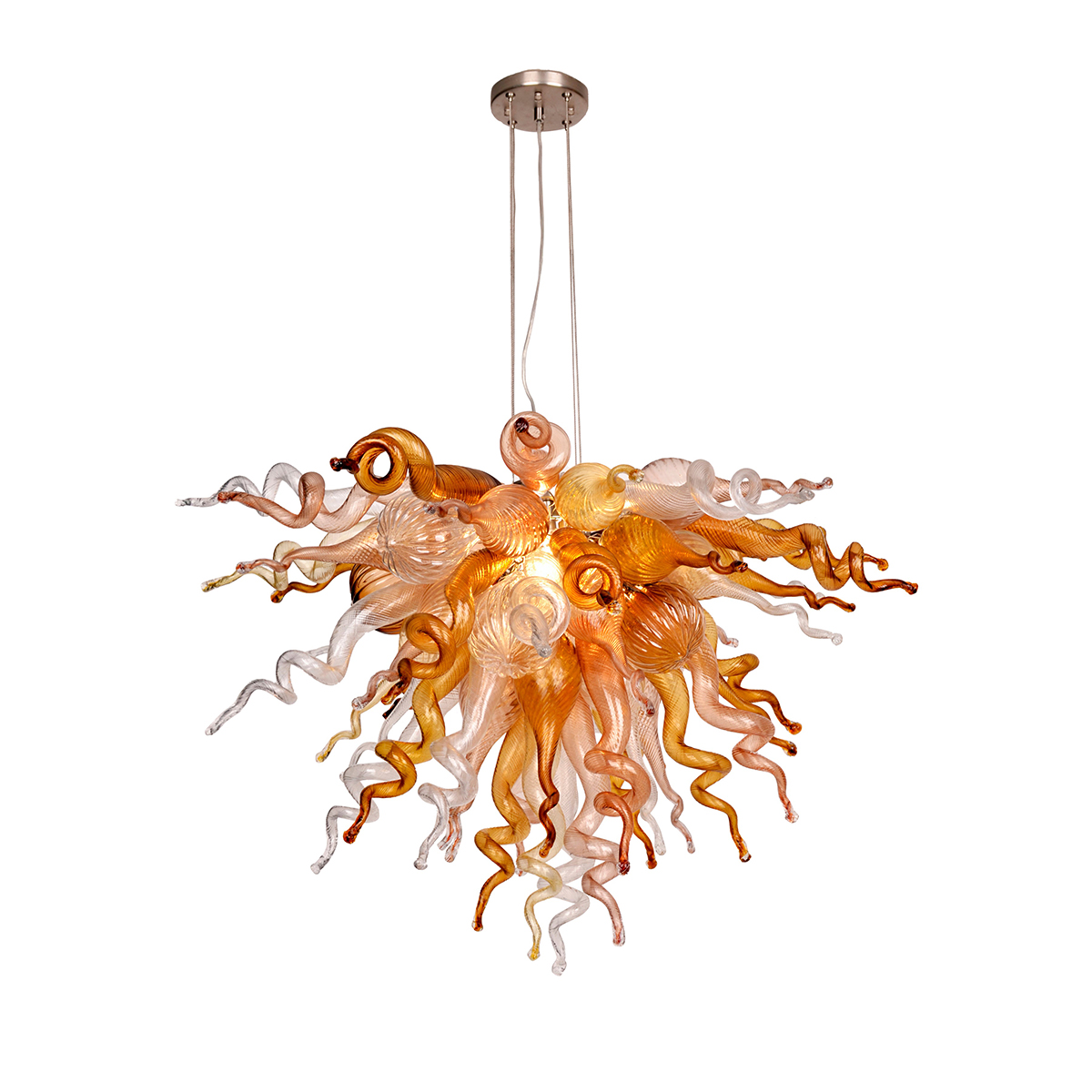 Murano Glass Chihuly Style Chandelier(Clear , Copper, Amber and Coffee)