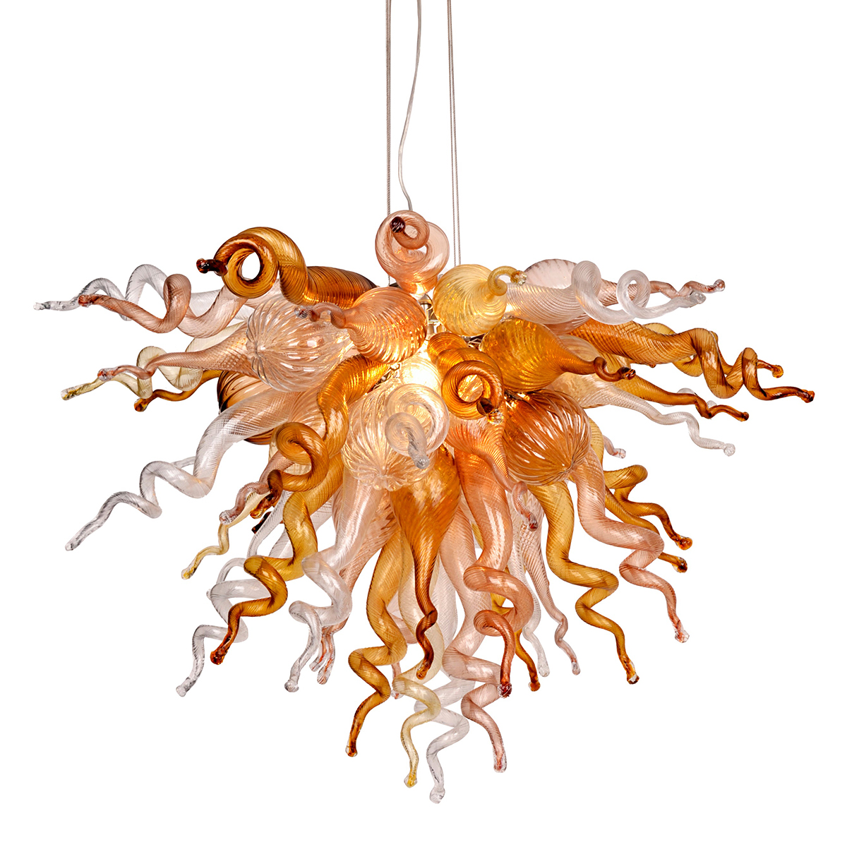 Murano Glass Chihuly Style Chandelier(Clear , Copper, Amber and Coffee)
