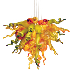 Murano Glass Chihuly Style Chandelier(Olive Green, Red and Amber)