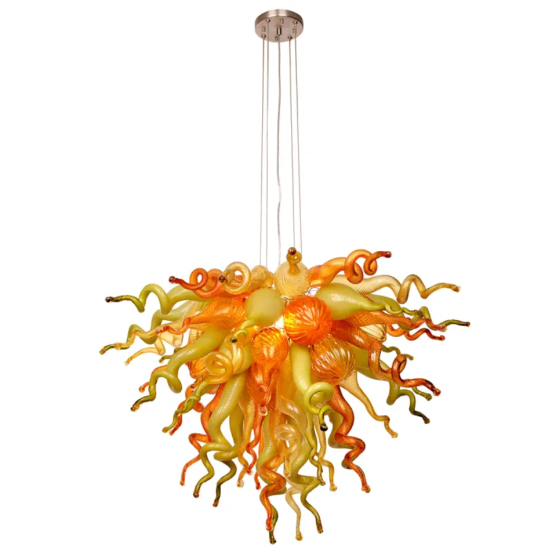 Murano Glass Chihuly Style Chandelier(Olive Green, Red and Amber)
