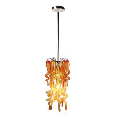 Murano Glass Pendant Light Small Decorative Lamp (Amber And Red) 02