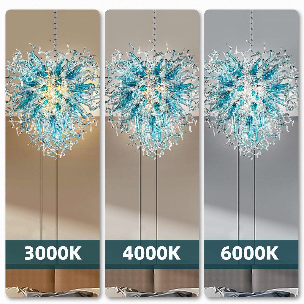 Chihuly Style Chandeliers(Blue to Clear Ombré)(3 Size)
