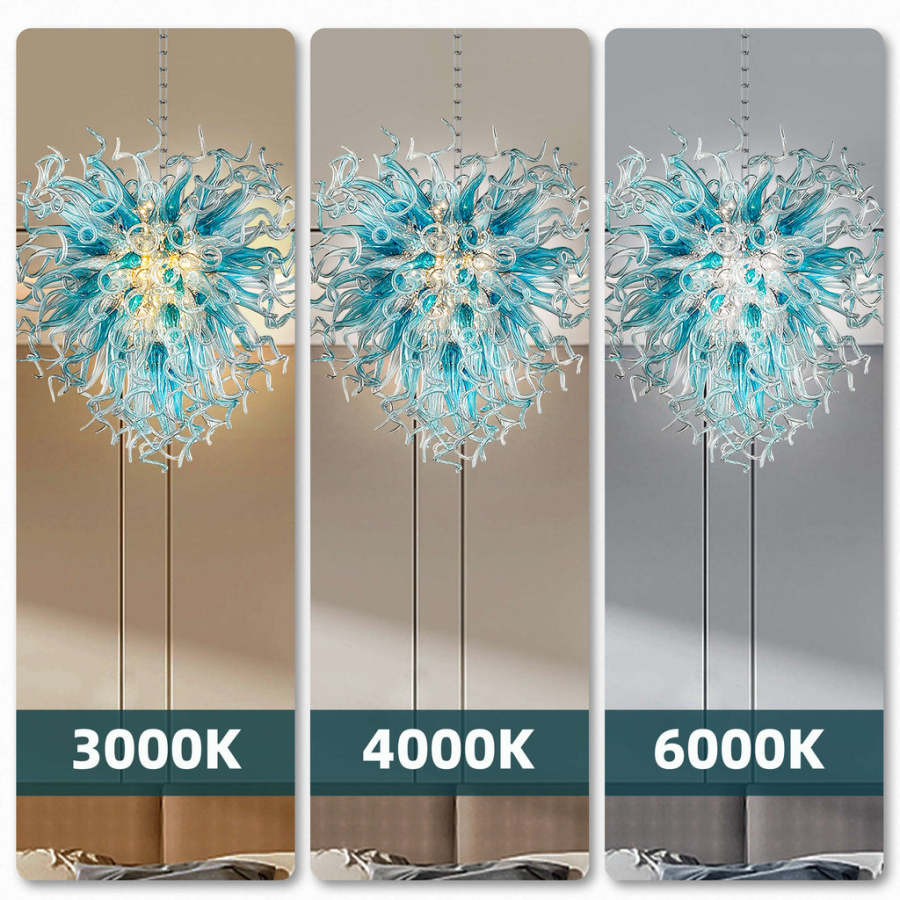 Chihuly Style Chandeliers(Blue to Clear Ombré)(3 Size)