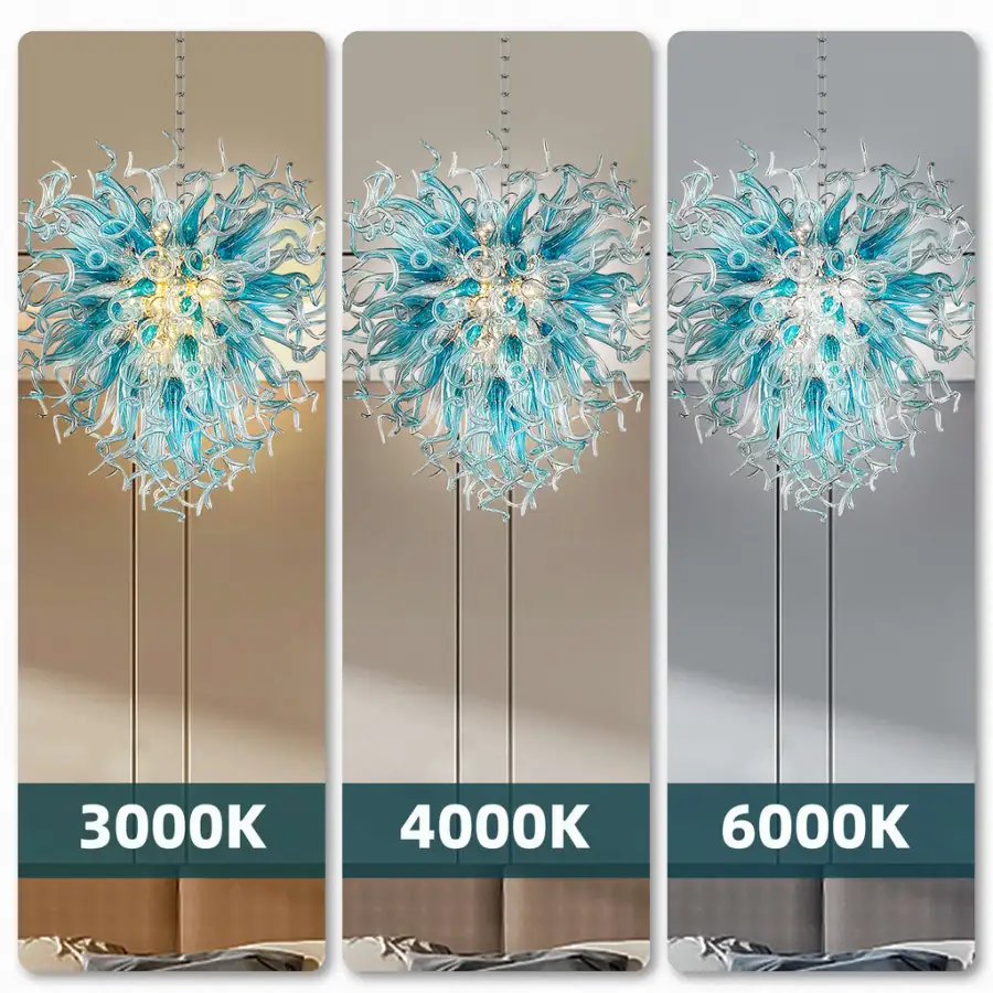 Chihuly Style Chandeliers(Blue to Clear Ombré)(3 Size)
