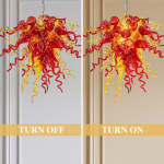 Chihuly Style Chandelier Hand Blown Glass Chandelier (Amber With Red)