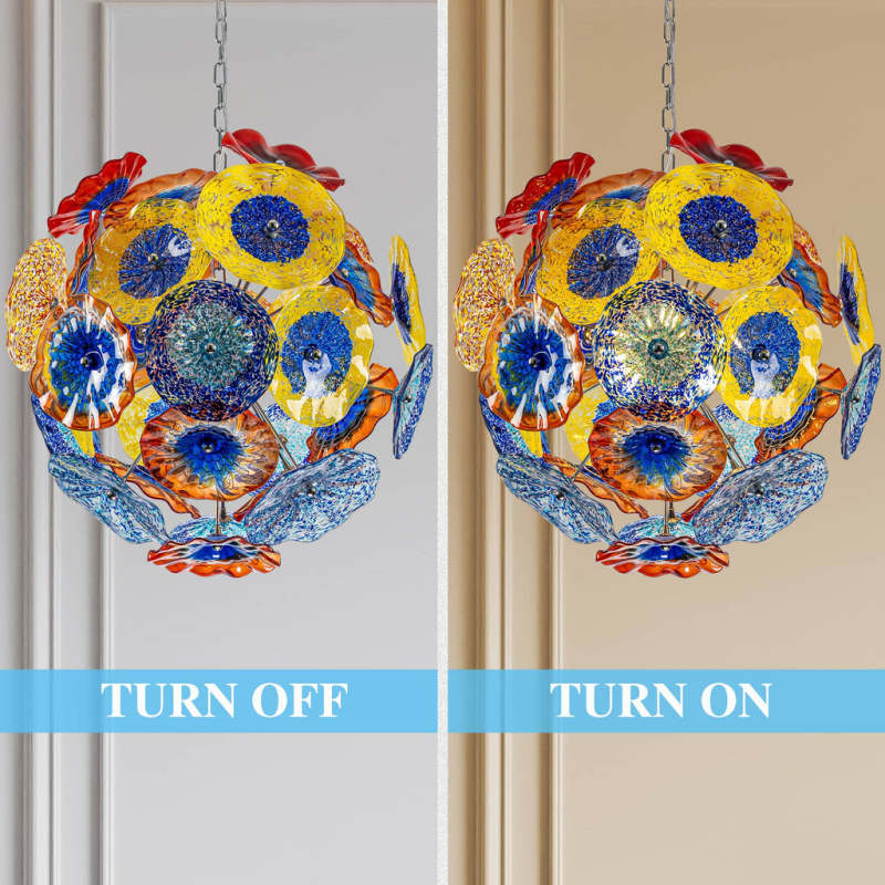 Murano Ceiling Light Blown Glass Plates Chandelier (Multi Colors)