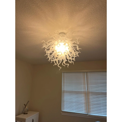 Chihuly Style Chandelier Blown Glass Light Fixtures (Clear White)  02