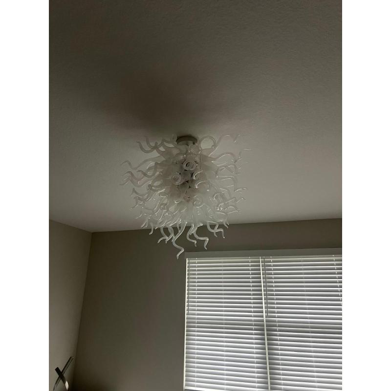 Chihuly Style Chandelier Blown Glass Light Fixtures (Clear White) 