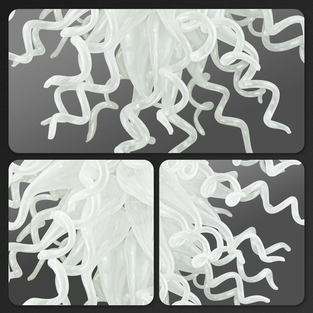 Chihuly Style Chandelier Blown Glass Light Fixtures (Clear White) 