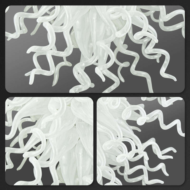 Chihuly Style Chandelier Blown Glass Light Fixtures (Clear White) 