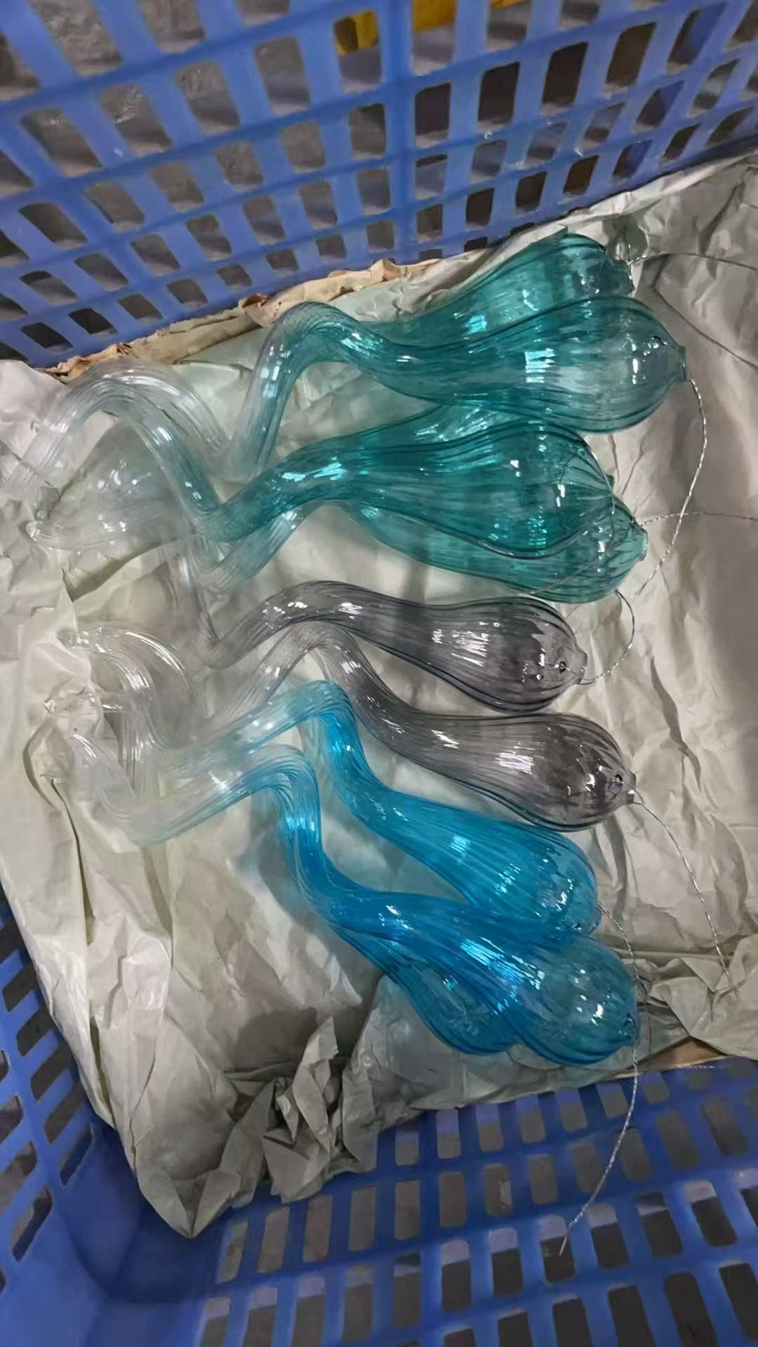 Chihuly Style Chandeliers Hand Blown Glass Chandelier  (Light Blue And Clear)