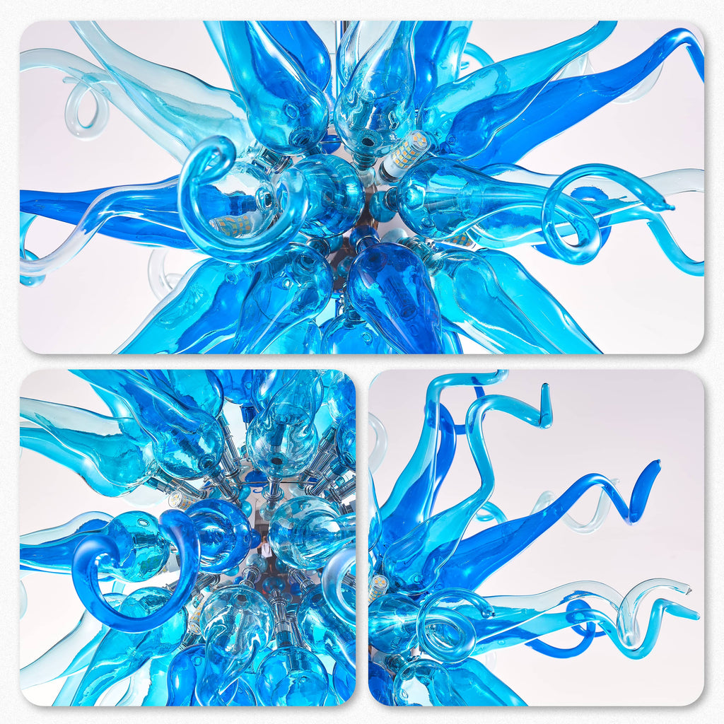 Chihuly Style Chandeliers Sputnik Pendant Light (Light Azure And Blue )
