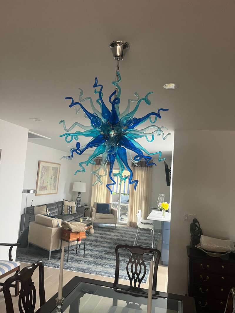 Chihuly Style Chandeliers Sputnik Pendant Light (Light Azure And Blue )