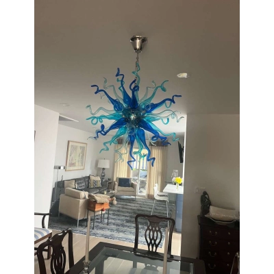 Chihuly Style Chandeliers Sputnik Pendant Light (Light Azure And Blue ) 02
