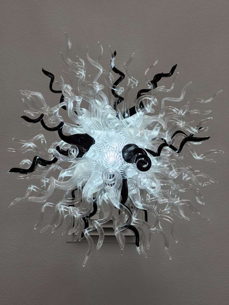 Chihuly-Style Chandelier (Black & Clear Glass)