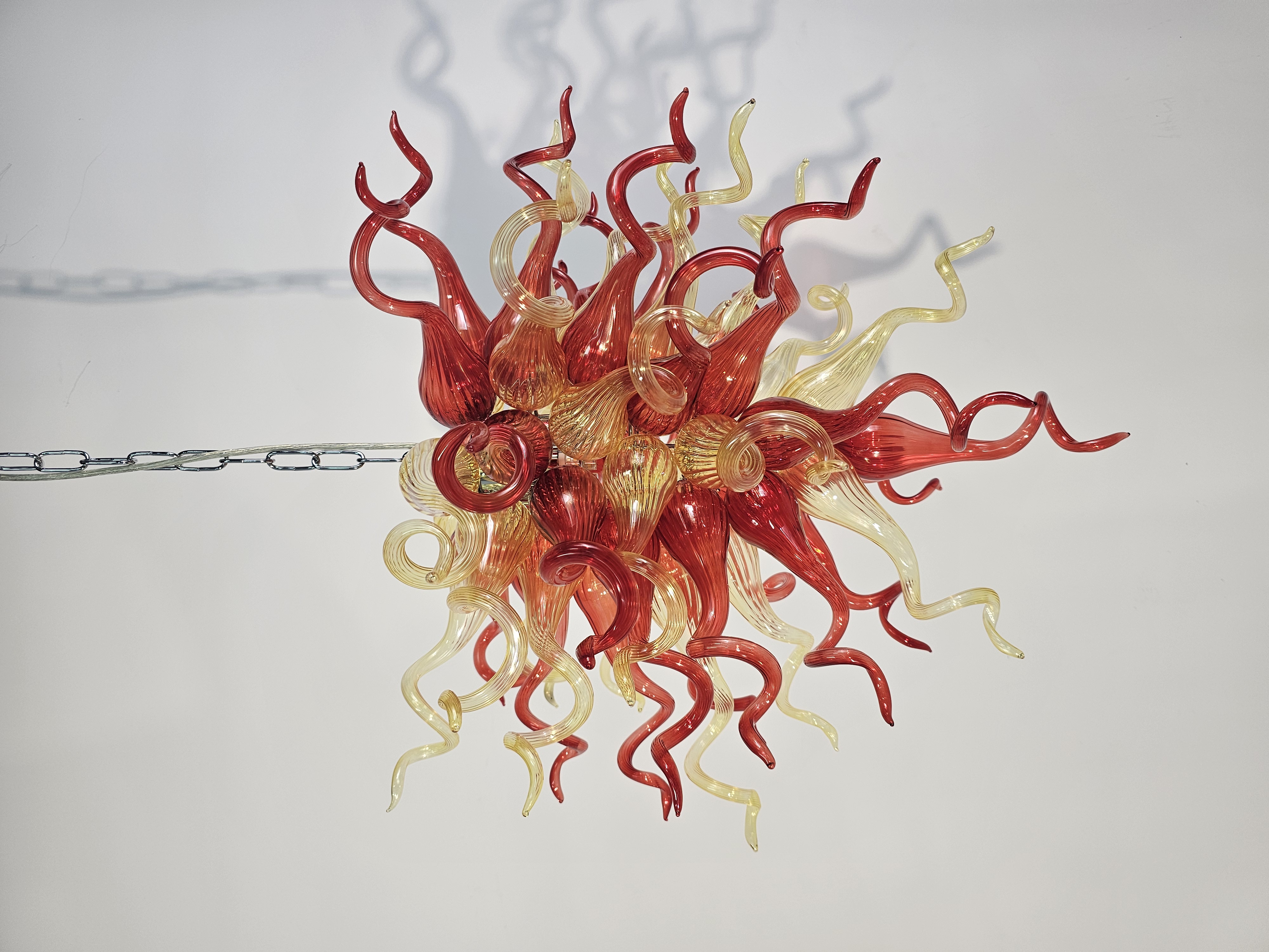 Chihuly Style Chandelier Hand Blown Glass Chandelier (Christmas Limited Edition Amber With Red)