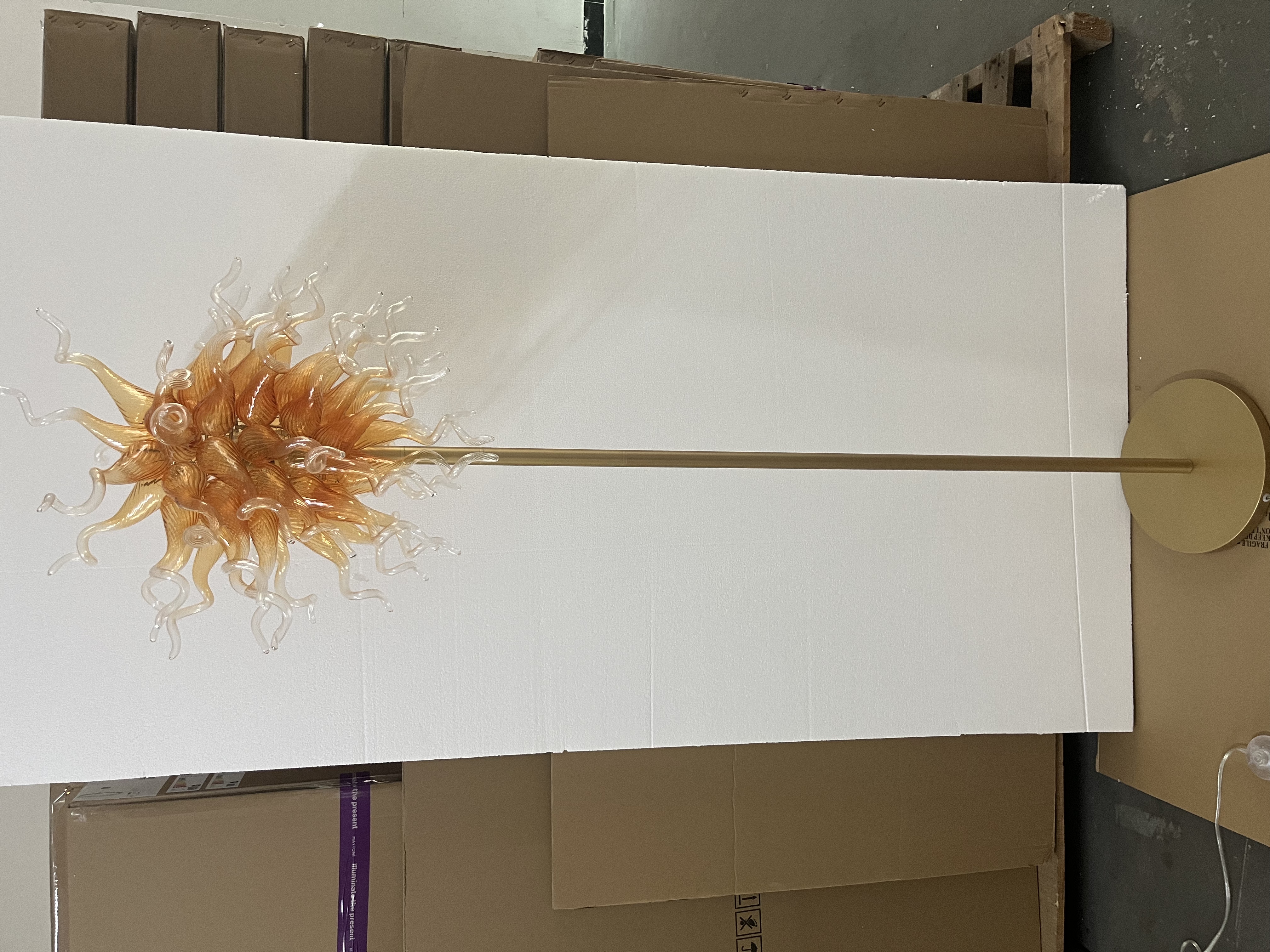 Chihuly Style Floor Lamp (Gold-to-Clear Gradient Glass)