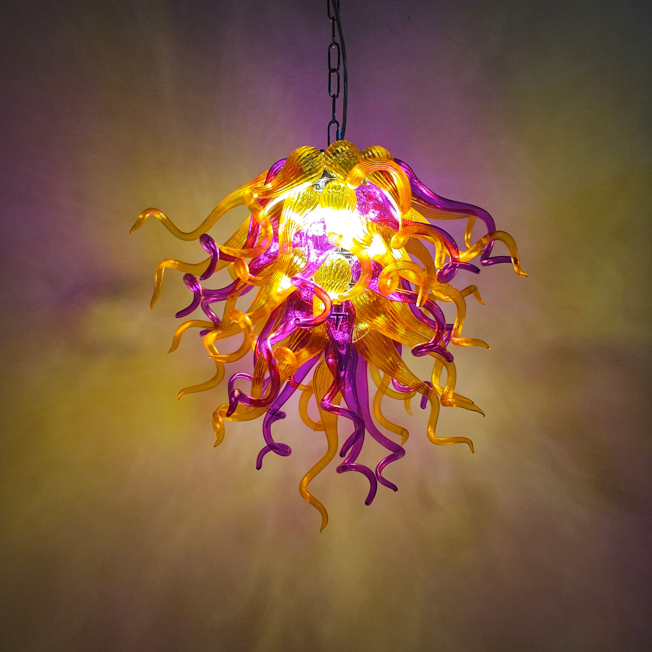Murano Hand Blown Glass Chandelier (Purple, Gold)