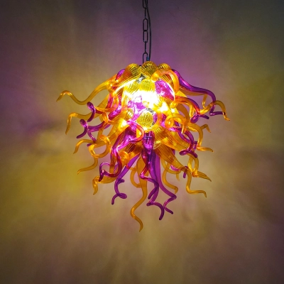 Murano Hand Blown Glass Chandelier (Purple, Gold) 02