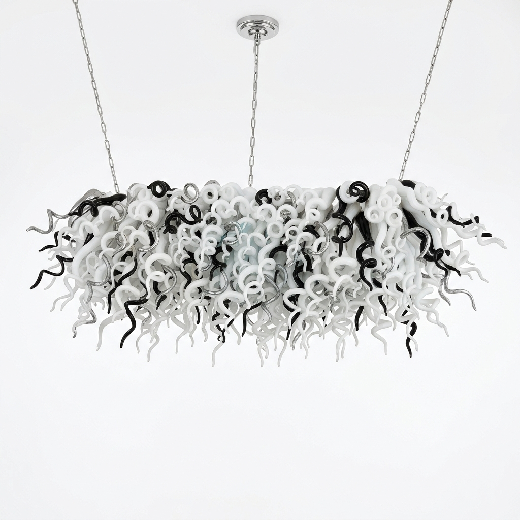 Chihuly Style Dining Room Chandelier(White, Black, Silver) 