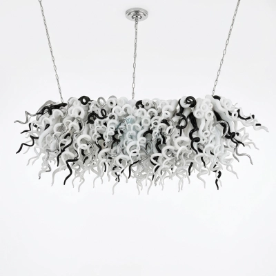 Chihuly Style Dining Room Chandelier(White, Black, Silver)  01