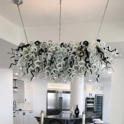 Chihuly Style Dining Room Chandelier(White, Black, Silver)  02