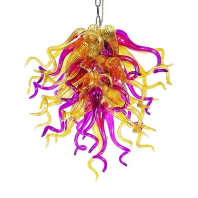 Murano Hand Blown Glass Chandelier (Purple, Gold) 01