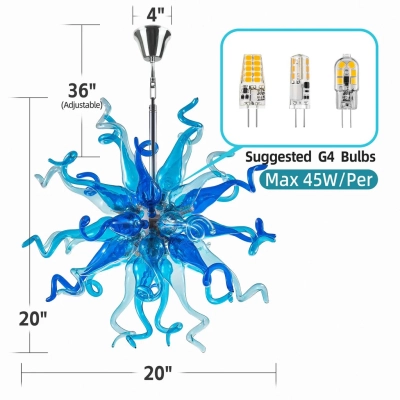 Modern Chihuly Style Glass Sputnik Light Fixture for Living Room & Dining Room(Spherical; Customizable) 02