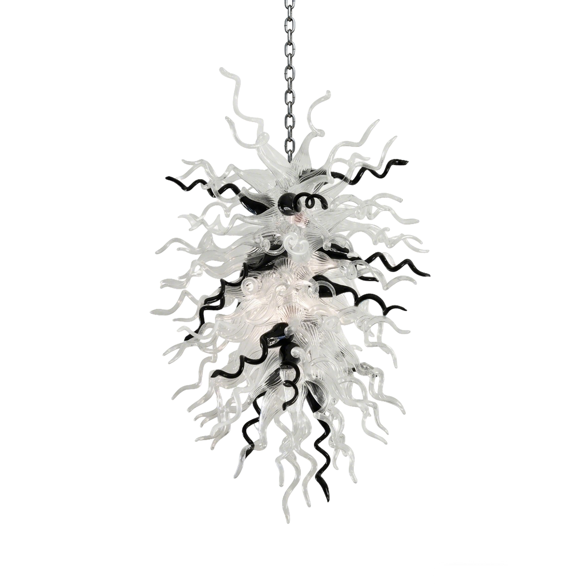Chihuly Style Waterfall Chandelier for Staircases & High Ceilings (Black & Clear)