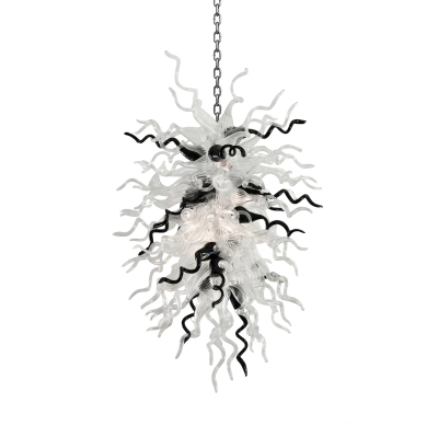 Chihuly Style Waterfall Chandelier for Staircases & High Ceilings (Black & Clear) 01