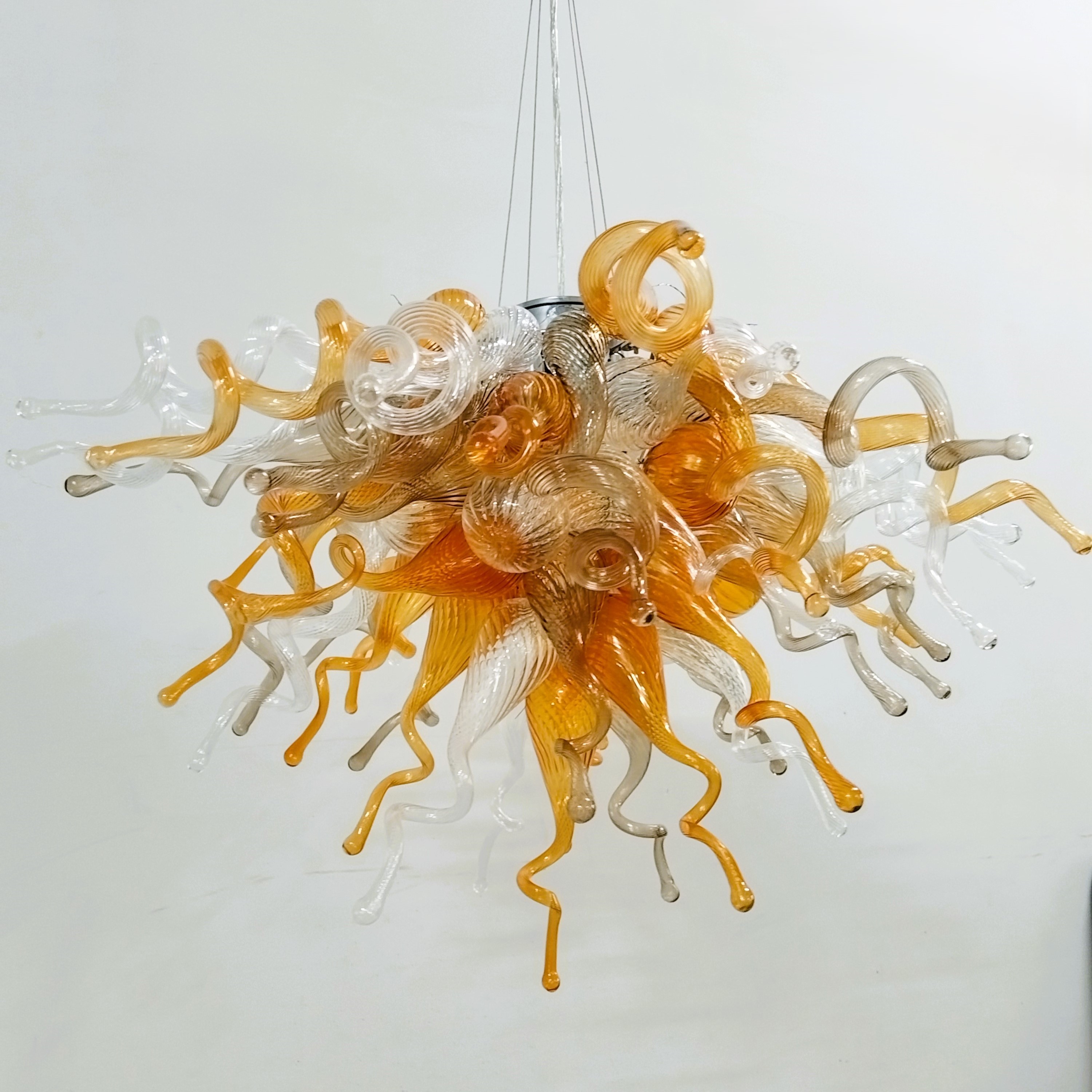 Murano Glass Chihuly Style Chandelier(Clear , Copper, Amber and Coffee)