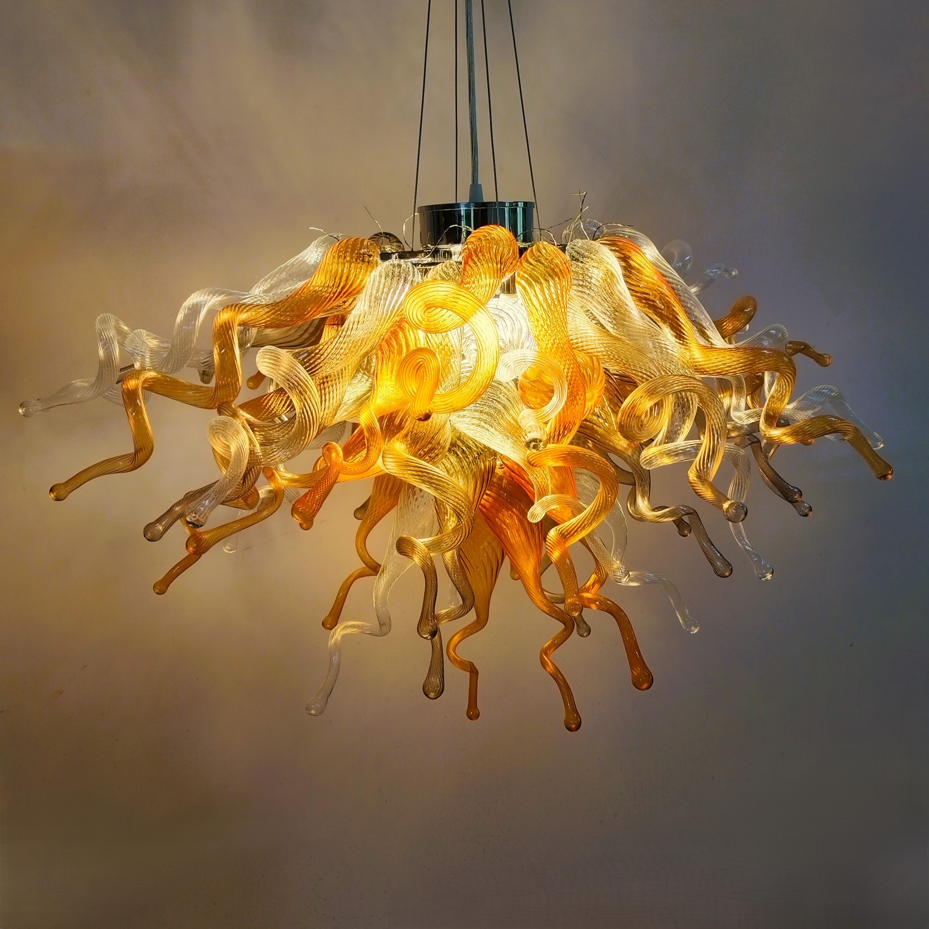 Murano Glass Chihuly Style Chandelier(Clear , Copper, Amber and Coffee)