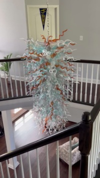 Large Chandeliers For High Ceilings Chihuly Style Chandelier (Blue And White） review Caroline Morris 01