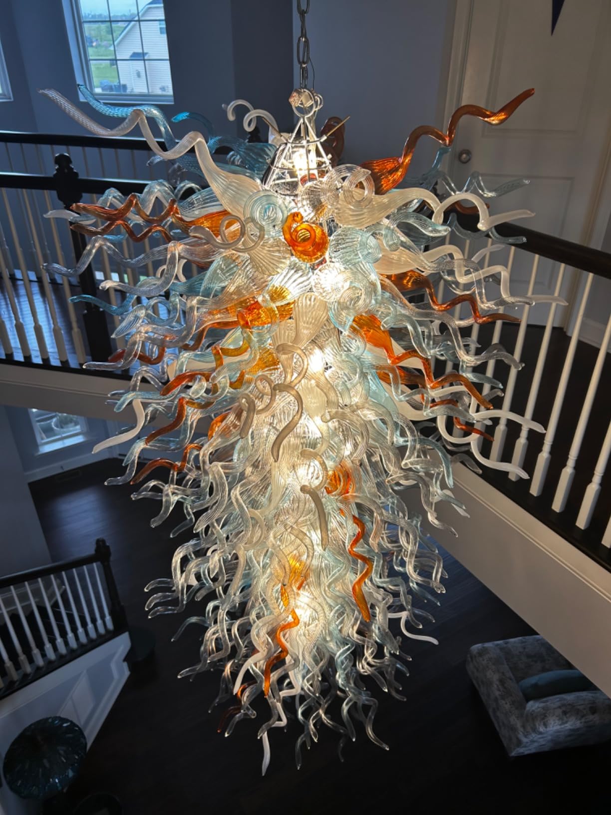 Large Chandeliers For High Ceilings Chihuly Style Chandelier (Blue And White） review Caroline Morris 01